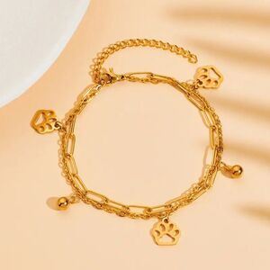 Dainty Gold Dog Paw Bracelet, Gift for Dog Lover